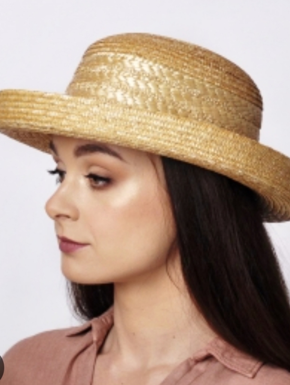 Vintage April Cornell 100% Straw Boater Lightweight Minimalist Cottage Core Hat